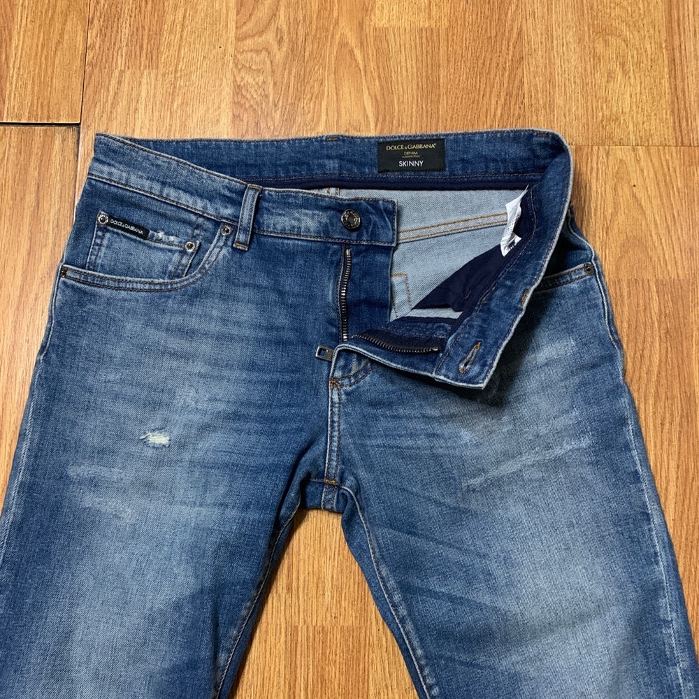 Dolce and Gabbana Jeans Mens Size 48 Skinny Denim Blue Luxury Italy Preppy